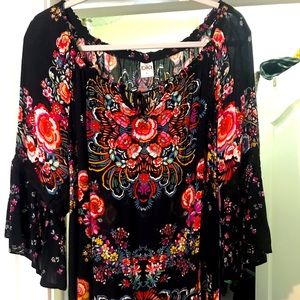 Bila 100% rayon Bila brand size large off the shoulder floral blouse.